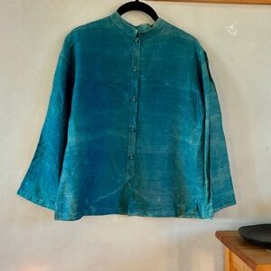 VINTAGE Silk Indigo-dyed Blouse